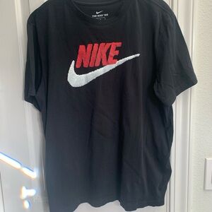 Nike Men's Black Tee with Red and White Logo